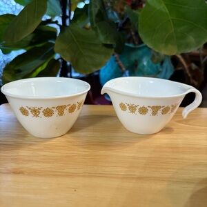 Corelle Butterfly Gold Creamer and Sugar Bowl Set